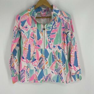 Lilly Pulitzer Shirt Out To Sea Print Skipper Popover